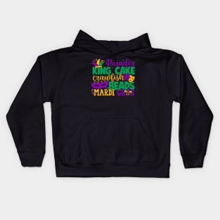 King Cake Beads Mardi Gras Kids Hoodie